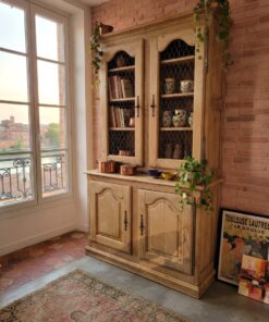 Buffet deux corps Bois brut décapé – Image 10