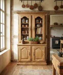 Buffet deux corps Bois brut décapé – Image 9