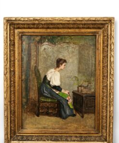 Tableau Scène d'intérieur Huile sur Toile Epoque XIXème – Image 4