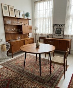 Table Ronde Vintage 70 plateau teck - pieds compas – Image 11