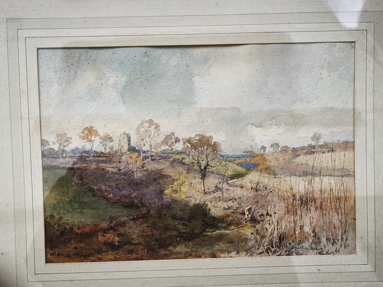 Aquarelle Ernest George Beach (1865-1943) sujet Swingfield village du Kent en Angleterre – Image 2