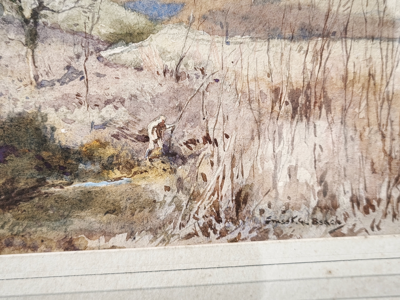 Aquarelle Ernest George Beach (1865-1943) sujet Swingfield village du Kent en Angleterre – Image 3