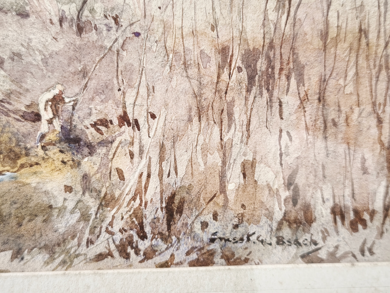 Aquarelle Ernest George Beach (1865-1943) sujet Swingfield village du Kent en Angleterre – Image 6