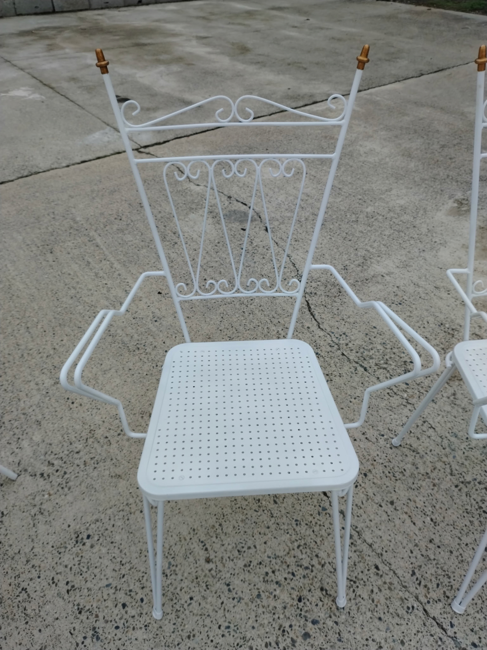 Salon de jardin vintage 60/70 en fer forgé - métal perforé – Image 3