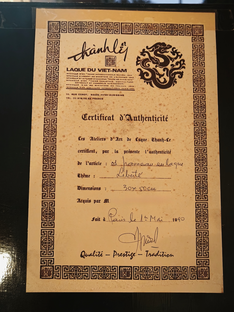 Atelier Thành Lễ panneau en laque du Vietnam accompagné de son certificat d'authenticité – Image 4