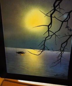 Laque Thành Lễ - Vietnam Epoque XXème "paysage nocturne" – Image 3