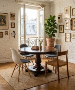 Table Anglaise ronde de Style Victorien Acajou piètement central - deux allonges – Image 7